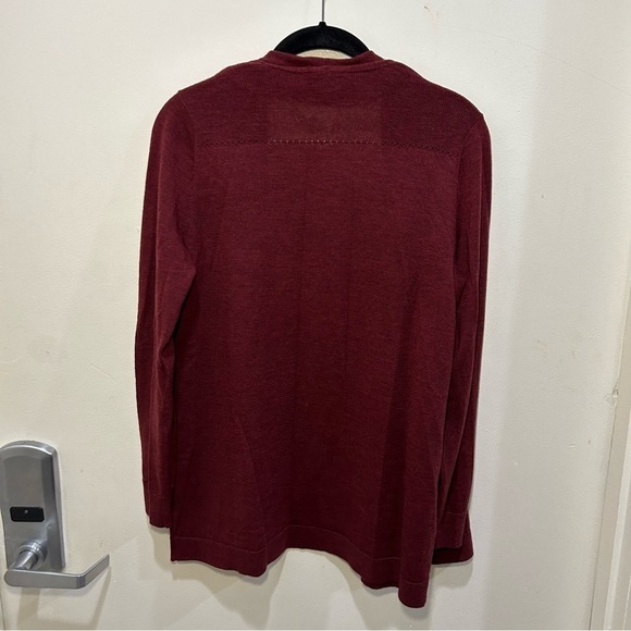 Talbots Pure Merino Wool Red Open Front Cardigan with Pockets Size Medium Petite - Picture 4 of 8